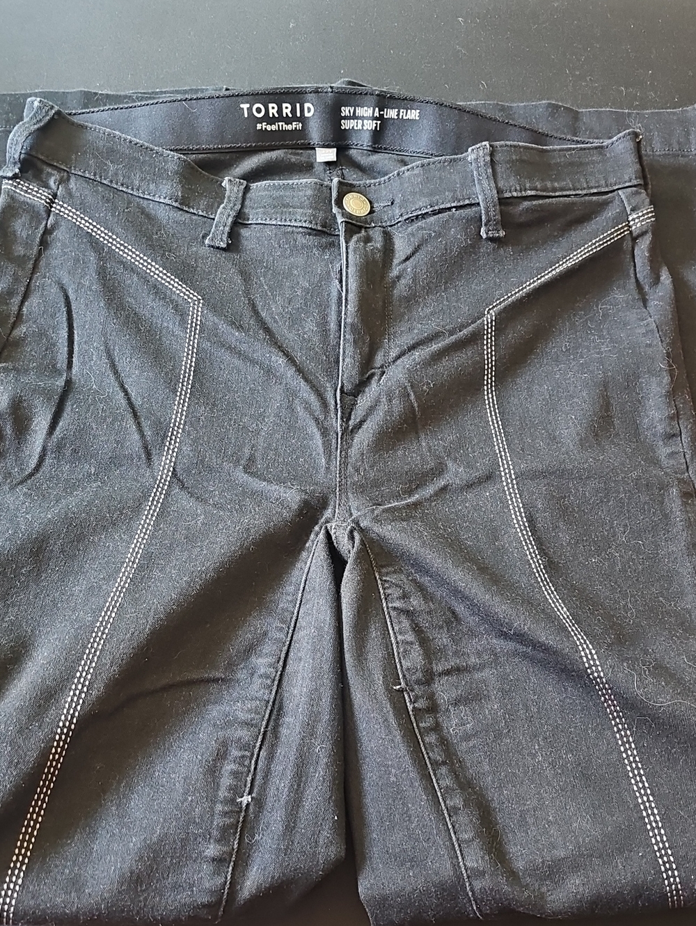 torrid Black Flare Jeans with White Contrast Stitching
